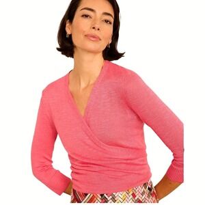 NIC+ZOE All Year 4 Way Linen Blend Wrap Cardigan Sweater Watermelon Pink L NWT